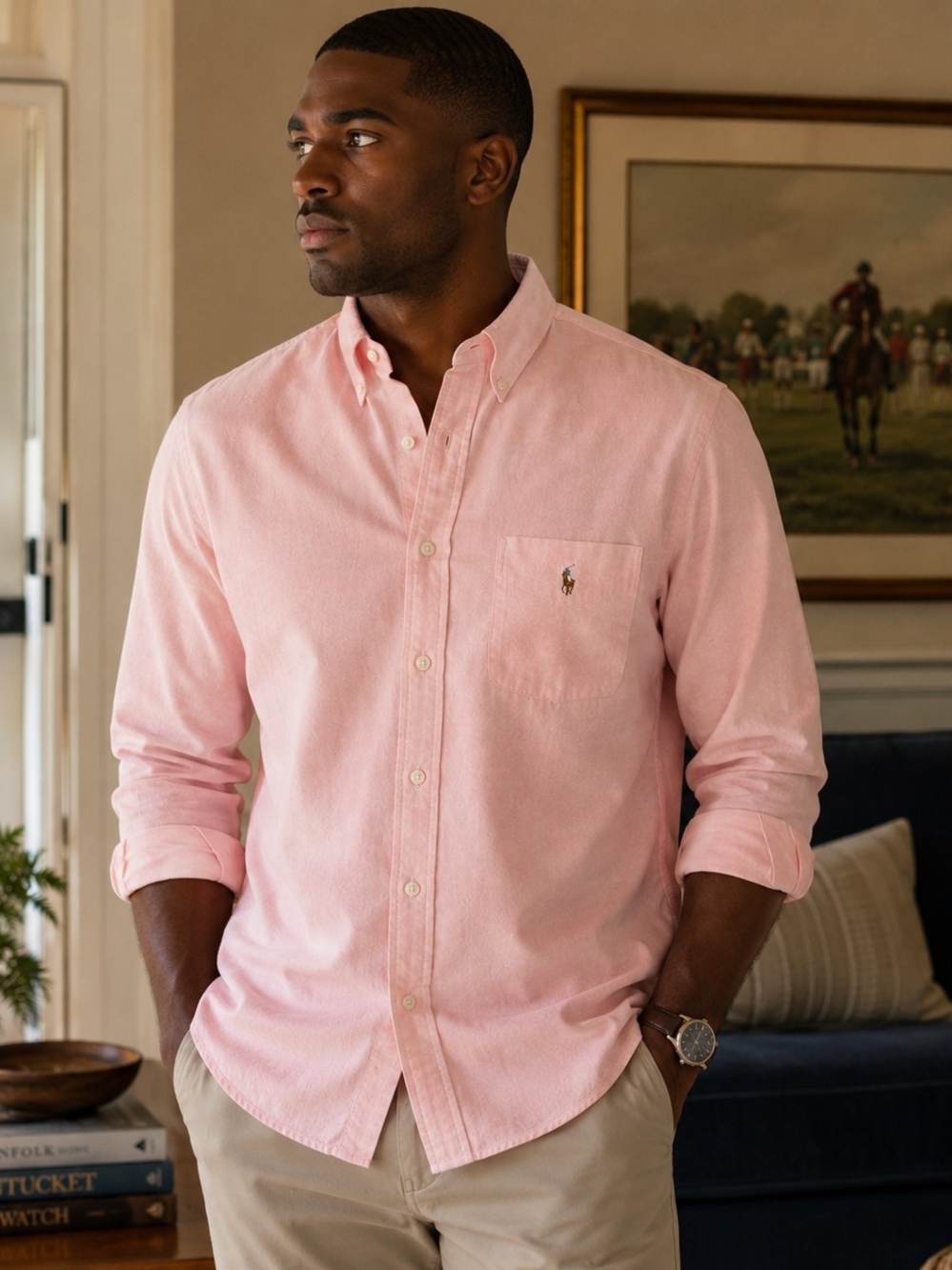Ralph Lauren Classic Fit Peach Oxford Button Down Shirt XL Cotton Pony Logo